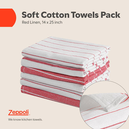 Classic Dish Towels - 15 Pack - 14" by 25" - 100% Cotton Kitchen Towels - Reusable Bulk Cleaning Cloths - Blue Hand Towels - Super Absorbent - Machine Washable