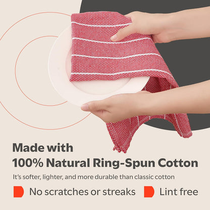 Classic Dish Towels - 15 Pack - 14" by 25" - 100% Cotton Kitchen Towels - Reusable Bulk Cleaning Cloths - Blue Hand Towels - Super Absorbent - Machine Washable