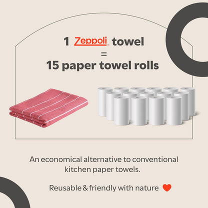 Classic Dish Towels - 15 Pack - 14" by 25" - 100% Cotton Kitchen Towels - Reusable Bulk Cleaning Cloths - Blue Hand Towels - Super Absorbent - Machine Washable