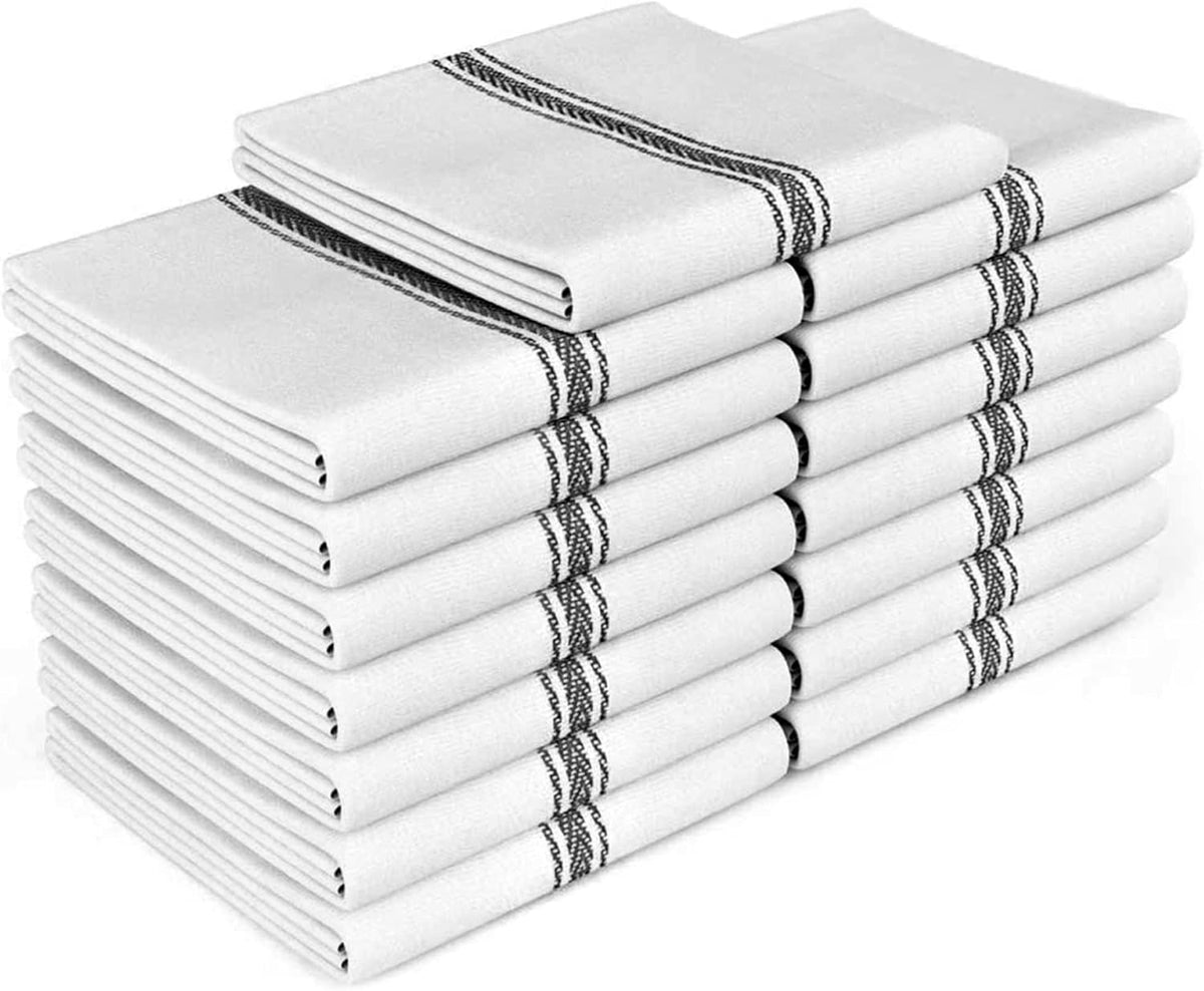 Classic Dish Towels - 15 Pack - 14" by 25" - 100% Cotton Kitchen Towels - Reusable Bulk Cleaning Cloths - Blue Hand Towels - Super Absorbent - Machine Washable