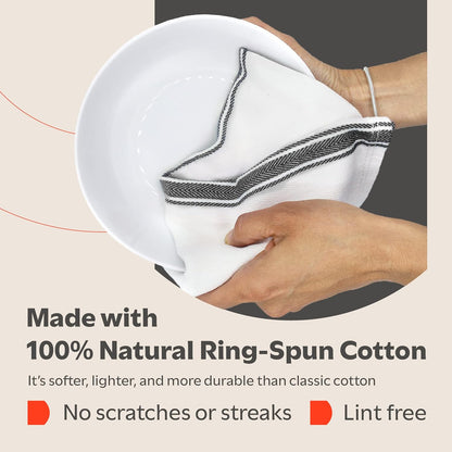 Classic Dish Towels - 15 Pack - 14" by 25" - 100% Cotton Kitchen Towels - Reusable Bulk Cleaning Cloths - Blue Hand Towels - Super Absorbent - Machine Washable