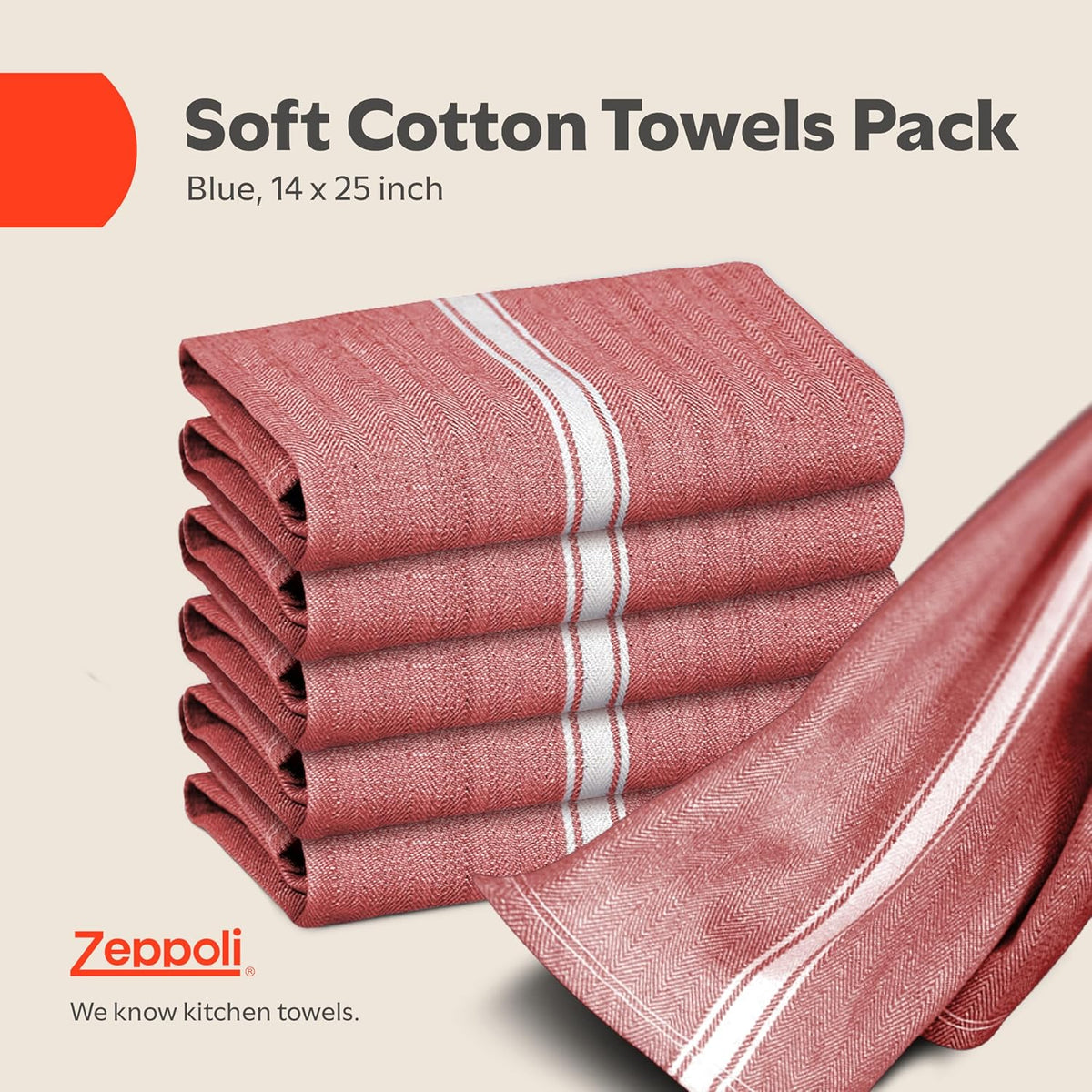 Classic Dish Towels - 15 Pack - 14" by 25" - 100% Cotton Kitchen Towels - Reusable Bulk Cleaning Cloths - Blue Hand Towels - Super Absorbent - Machine Washable