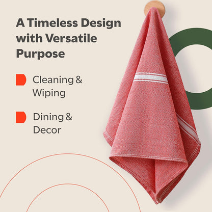 Classic Dish Towels - 15 Pack - 14" by 25" - 100% Cotton Kitchen Towels - Reusable Bulk Cleaning Cloths - Blue Hand Towels - Super Absorbent - Machine Washable