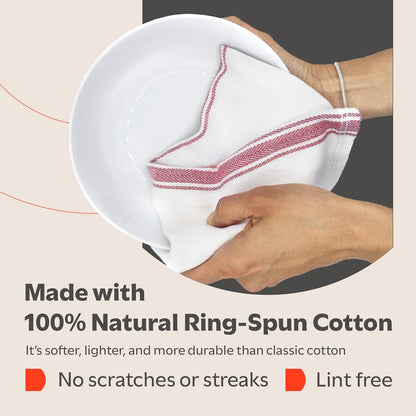 Classic Dish Towels - 15 Pack - 14" by 25" - 100% Cotton Kitchen Towels - Reusable Bulk Cleaning Cloths - Blue Hand Towels - Super Absorbent - Machine Washable