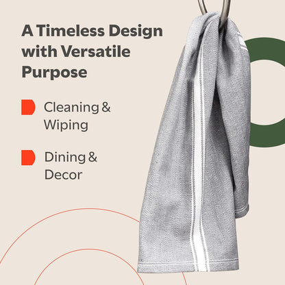 Classic Dish Towels - 15 Pack - 14" by 25" - 100% Cotton Kitchen Towels - Reusable Bulk Cleaning Cloths - Blue Hand Towels - Super Absorbent - Machine Washable