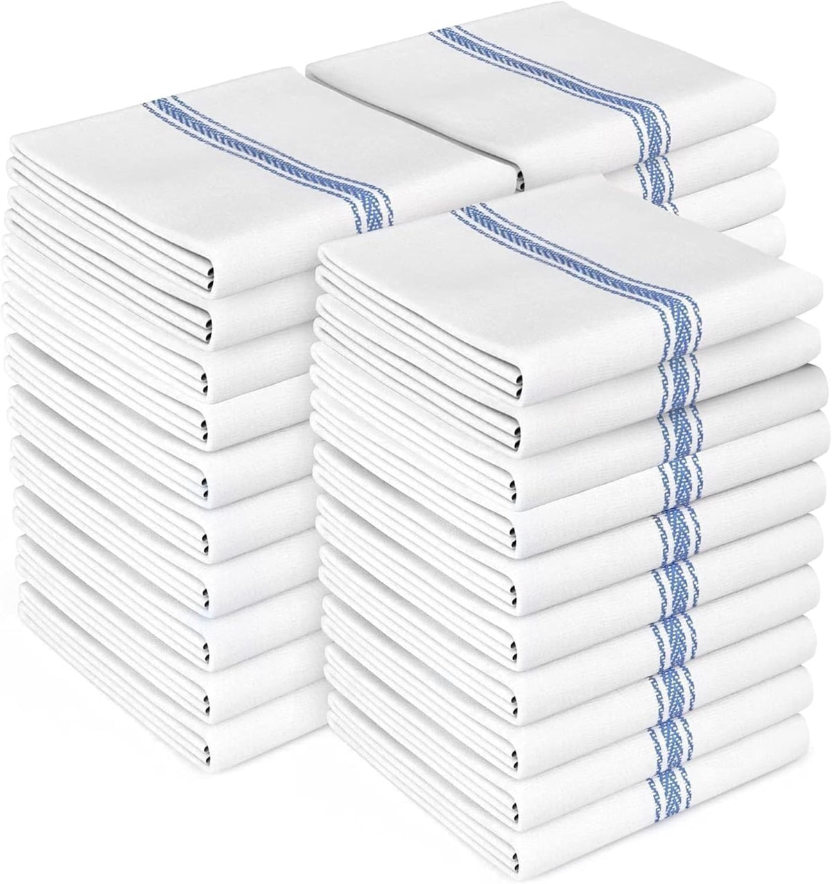 Classic Dish Towels - 15 Pack - 14" by 25" - 100% Cotton Kitchen Towels - Reusable Bulk Cleaning Cloths - Blue Hand Towels - Super Absorbent - Machine Washable