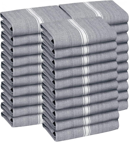 Classic Dish Towels - 15 Pack - 14" by 25" - 100% Cotton Kitchen Towels - Reusable Bulk Cleaning Cloths - Blue Hand Towels - Super Absorbent - Machine Washable