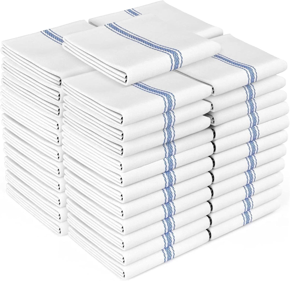 Classic Dish Towels - 15 Pack - 14" by 25" - 100% Cotton Kitchen Towels - Reusable Bulk Cleaning Cloths - Blue Hand Towels - Super Absorbent - Machine Washable