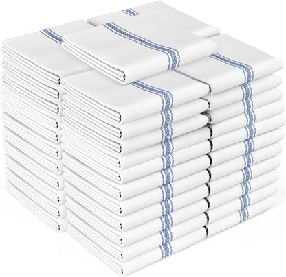 Classic Dish Towels - 15 Pack - 14" by 25" - 100% Cotton Kitchen Towels - Reusable Bulk Cleaning Cloths - Blue Hand Towels - Super Absorbent - Machine Washable