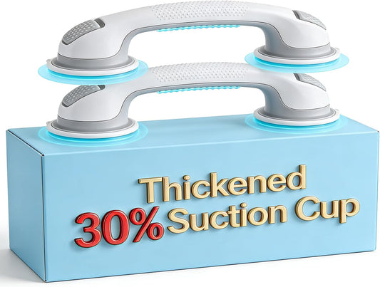 2 Pack 16.14” Grab Bars for Bathtubs and Showers, Shower Handles for Elderly Suction Cup Grab Bars for Shower Wall Heavy Duty, Safety Grab Bar for Seniors Suction Bathroom, No Drilling Waterproof