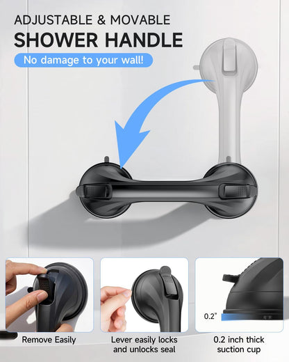 2 Pack Shower Grab Bar for Shower and Bathtubs, No Drilling, White