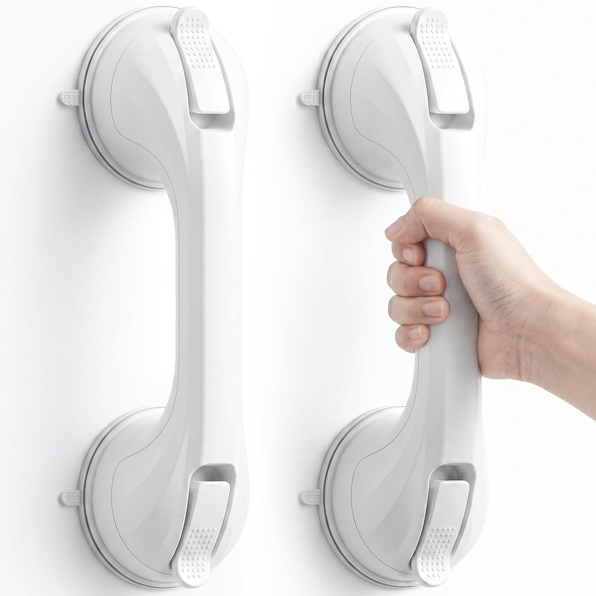 2 Pack Shower Grab Bar for Shower and Bathtubs, No Drilling, White
