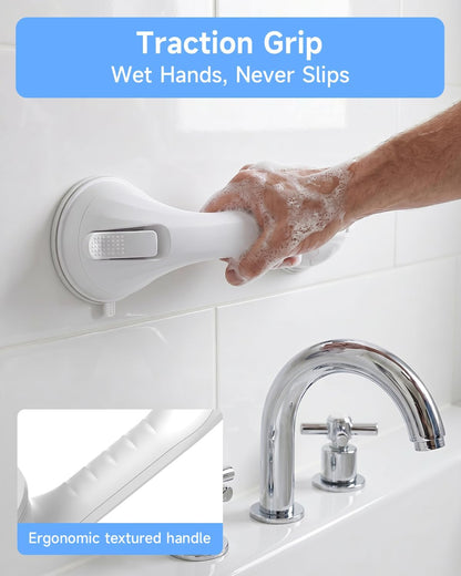 2 Pack Shower Grab Bar for Shower and Bathtubs, No Drilling, White