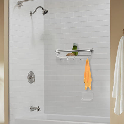 Brushed Nickel Handicap Grab Bar with Toilet Paper Roll Holder | 2-in-1 Safety Bar 17 Inch, Stainless Steel, Bathroom Toilet Grab Bar for Senior Elderly, Balance Support Handle, Wall Mounted