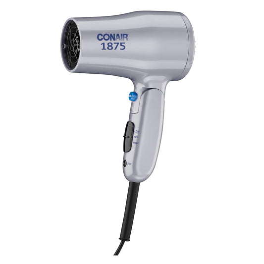 Compact Hair Dryer, Travel Blow Dryer Folding Hair Dryers for Women, 1875W Travel Hair Dryer, Lightweight Hairdryer, Dual Voltage Hair Dryer for World Travel, 2 Heat/2 Speed, Cool Shot, Grey