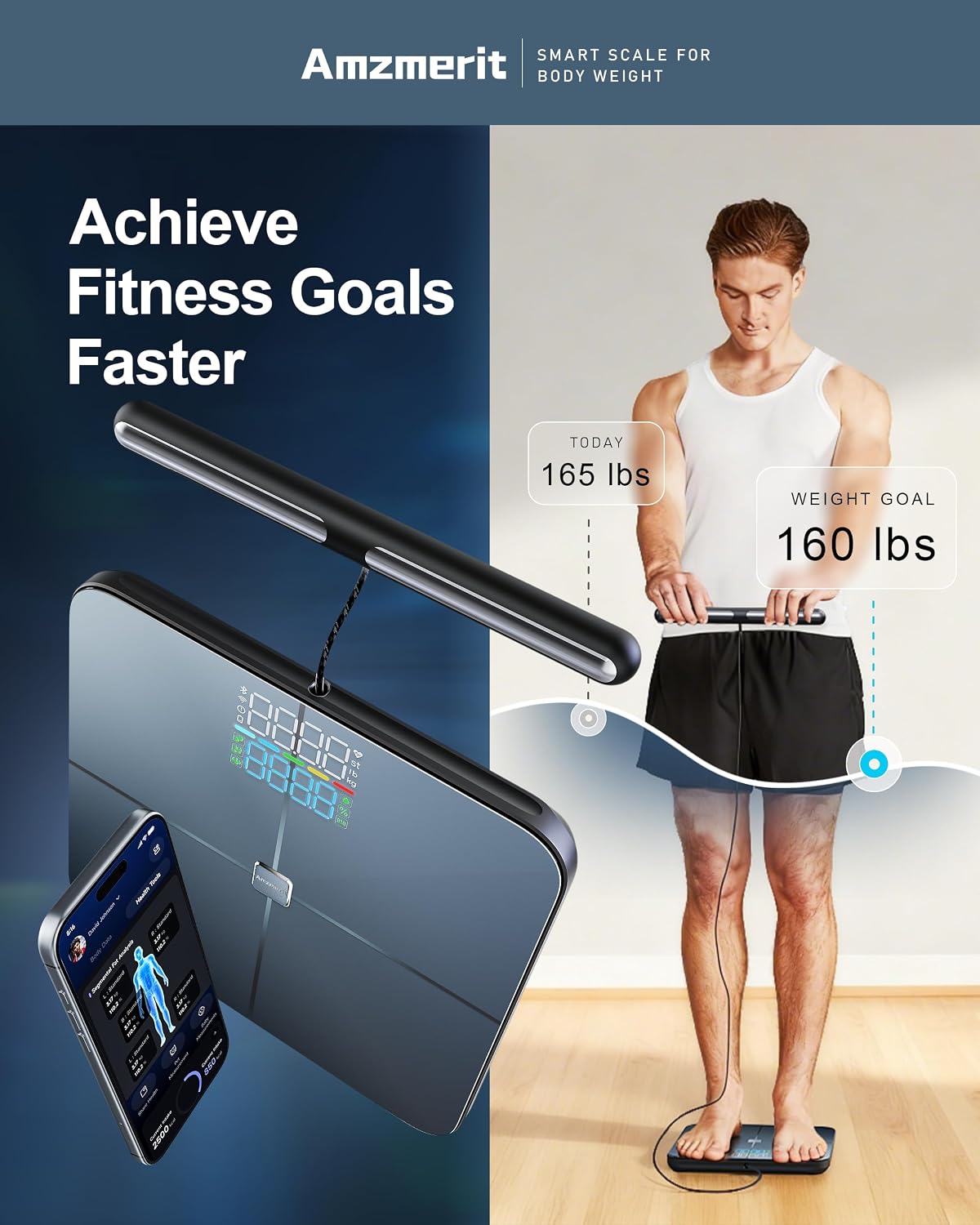 Smart Scale for Body Weight with Handle, Body Composition Analyzer