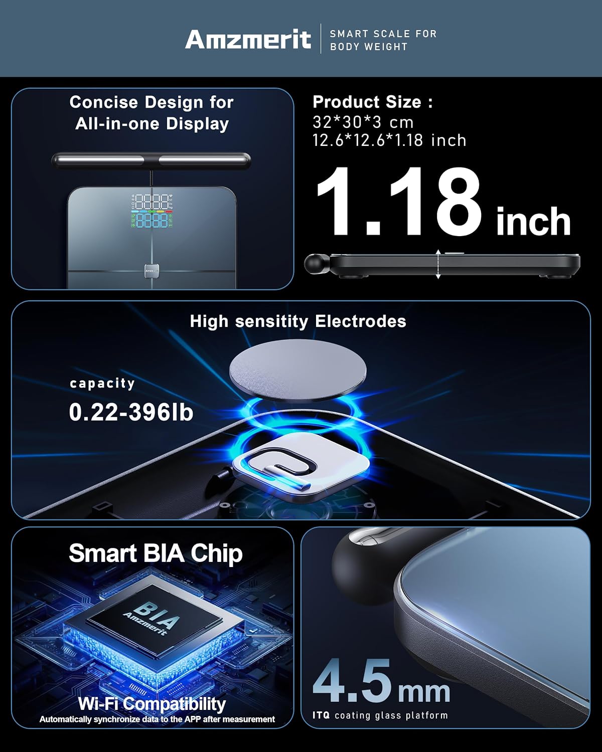 Smart Scale for Body Weight with Handle, Body Composition Analyzer
