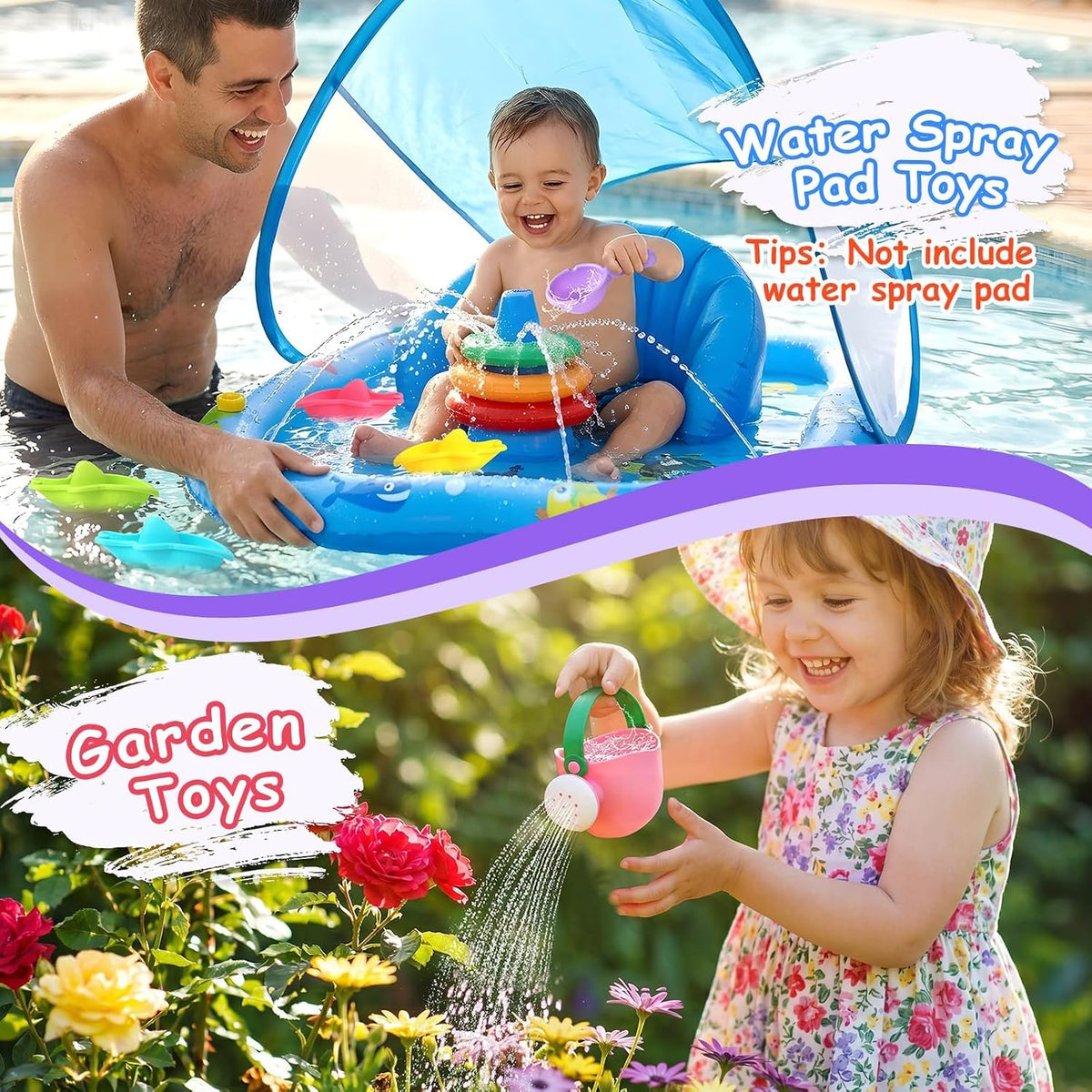 Toddler Bath Toys for Kids Ages 1-3 Stack, Scoop & Pour Set | Drain Quickly Nest for Easy Storage with 3 Animal Stacking Cups, Watering Can & Scoop for Floating Bathub Water Table Play