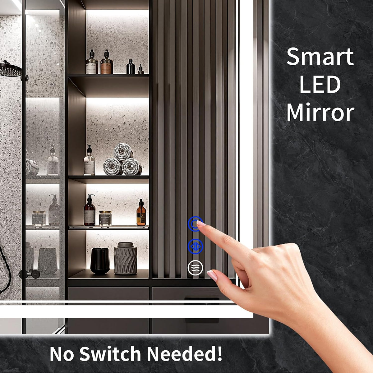 30"x22" LED Bathroom Mirror with Lights,Anti-Fog,3 Color Modes - Colors A