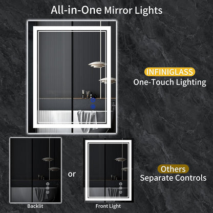 30"x22" LED Bathroom Mirror with Lights,Anti-Fog,3 Color Modes - Colors A
