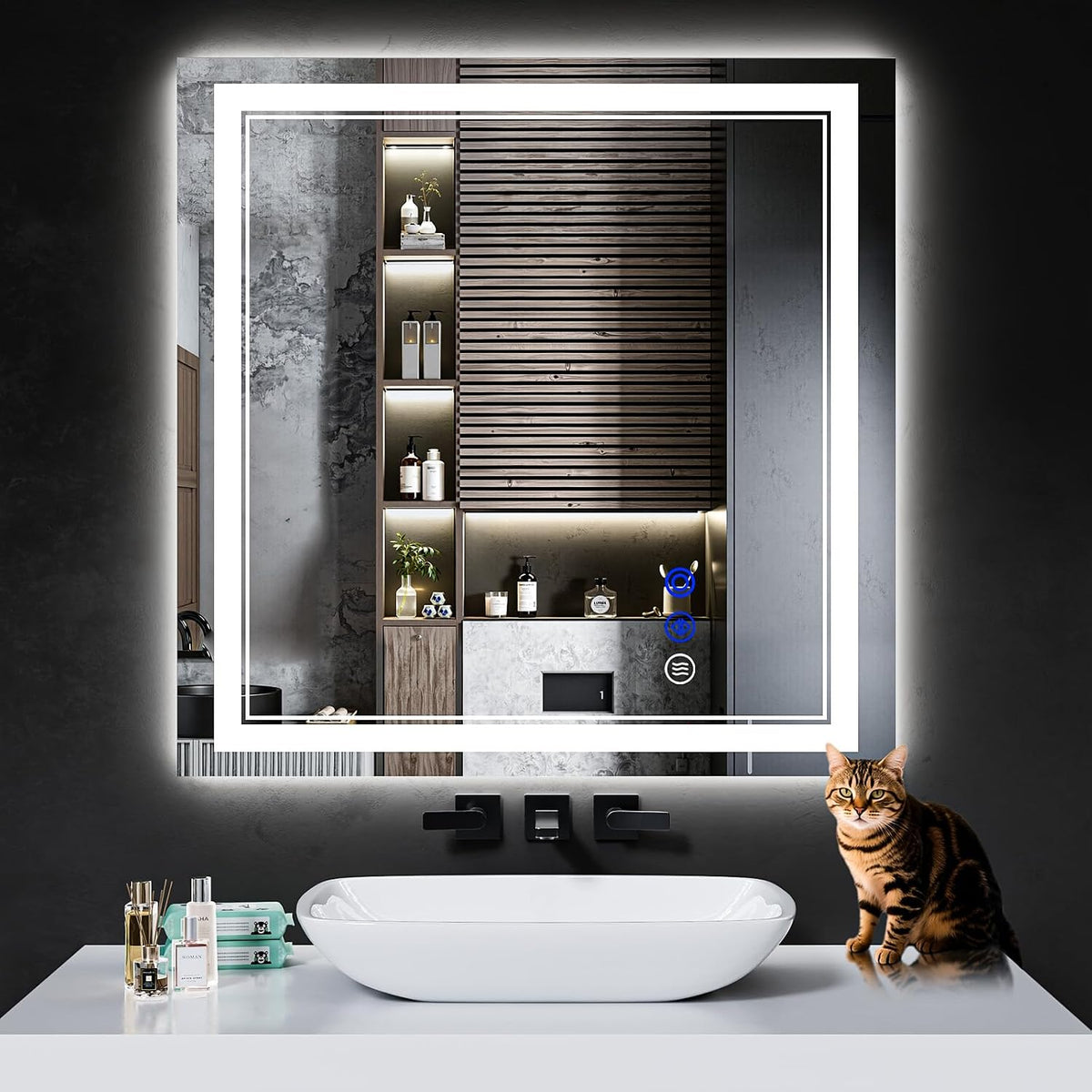 30"x22" LED Bathroom Mirror with Lights,Anti-Fog,3 Color Modes - Colors A