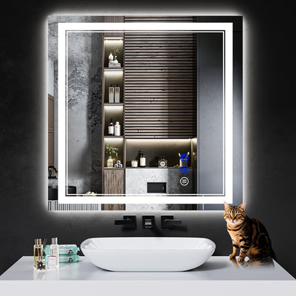 30"x22" LED Bathroom Mirror with Lights,Anti-Fog,3 Color Modes - Colors A