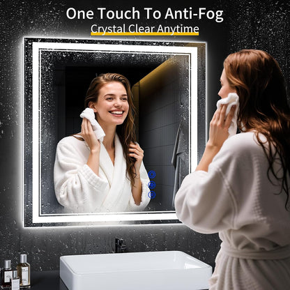 30"x22" LED Bathroom Mirror with Lights,Anti-Fog,3 Color Modes - Colors A
