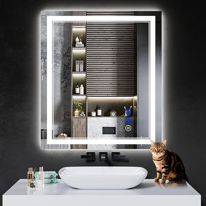 30"x22" LED Bathroom Mirror with Lights,Anti-Fog,3 Color Modes - Colors A