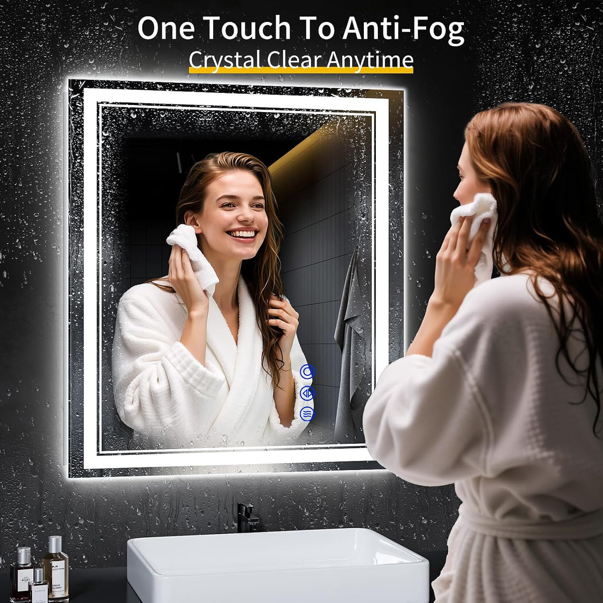 30"x22" LED Bathroom Mirror with Lights,Anti-Fog,3 Color Modes - Colors A