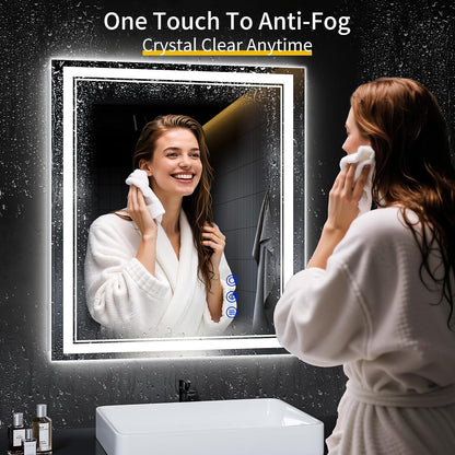 30"x22" LED Bathroom Mirror with Lights,Anti-Fog,3 Color Modes - Colors A
