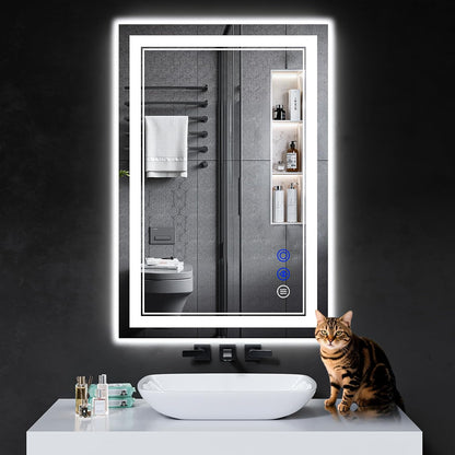 30"x22" LED Bathroom Mirror with Lights,Anti-Fog,3 Color Modes - Colors A