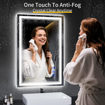 30"x22" LED Bathroom Mirror with Lights,Anti-Fog,3 Color Modes - Colors A