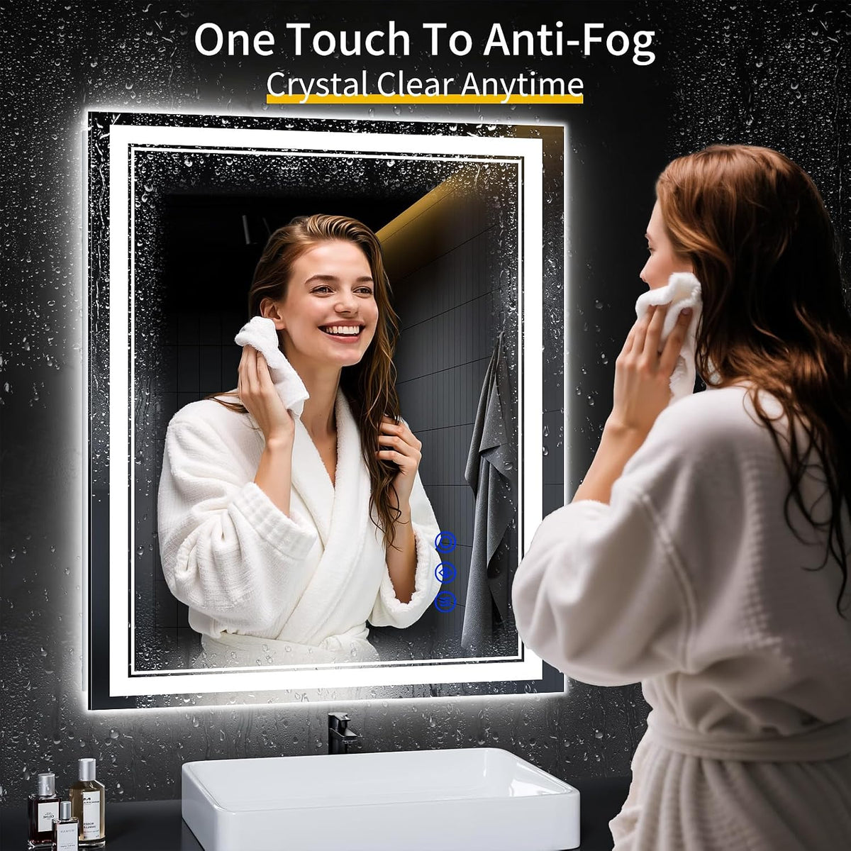 30"x22" LED Bathroom Mirror with Lights,Anti-Fog,3 Color Modes - Colors A