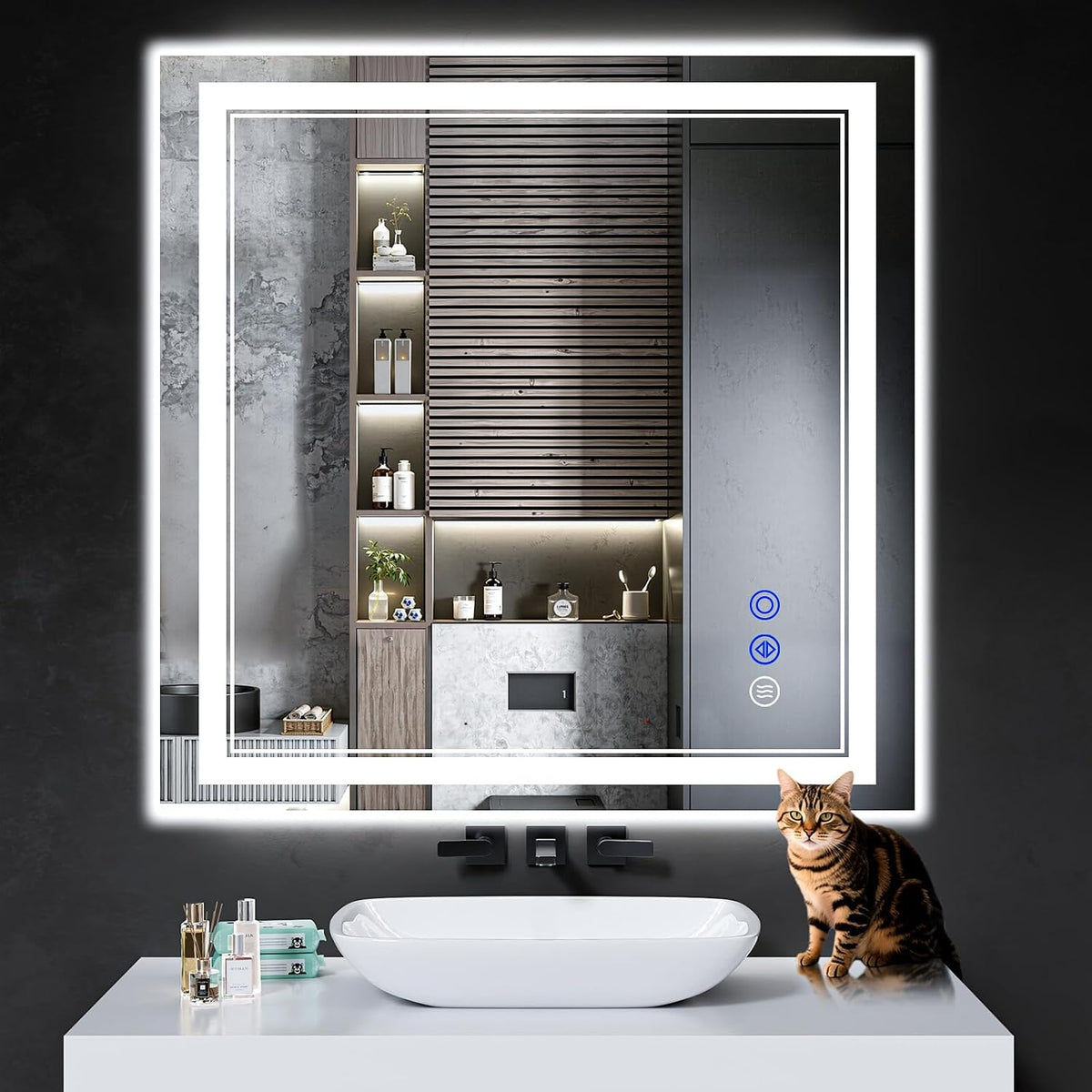 30"x22" LED Bathroom Mirror with Lights,Anti-Fog,3 Color Modes - Colors A