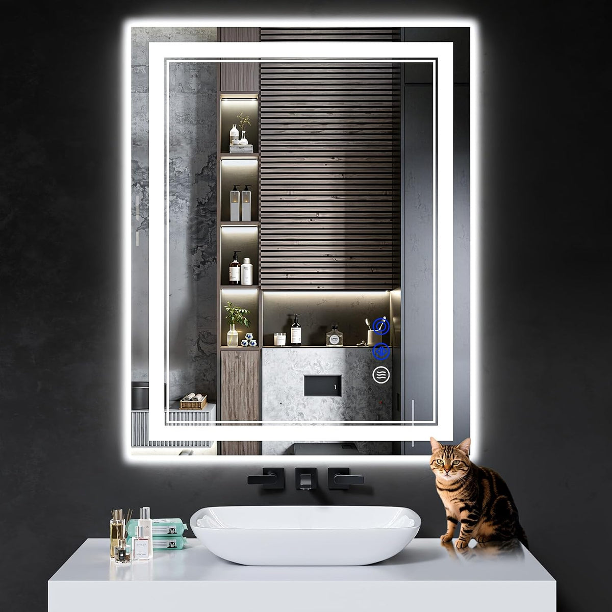 30"x22" LED Bathroom Mirror with Lights,Anti-Fog,3 Color Modes - Colors A