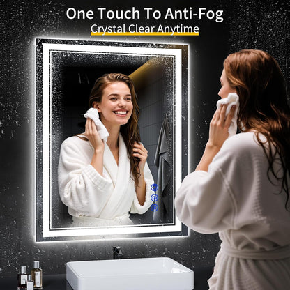 30"x22" LED Bathroom Mirror with Lights,Anti-Fog,3 Color Modes - Colors A