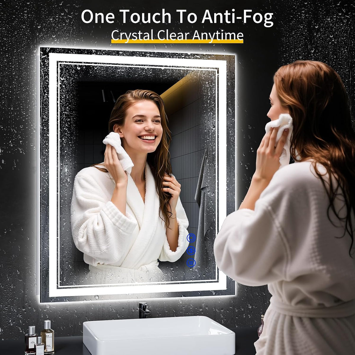 30"x22" LED Bathroom Mirror with Lights,Anti-Fog,3 Color Modes - Colors A