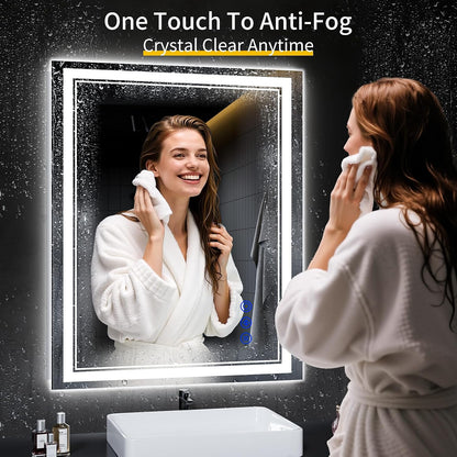 30"x22" LED Bathroom Mirror with Lights,Anti-Fog,3 Color Modes - Colors A