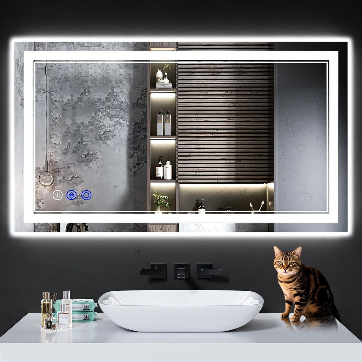 30"x22" LED Bathroom Mirror with Lights,Anti-Fog,3 Color Modes - Colors A