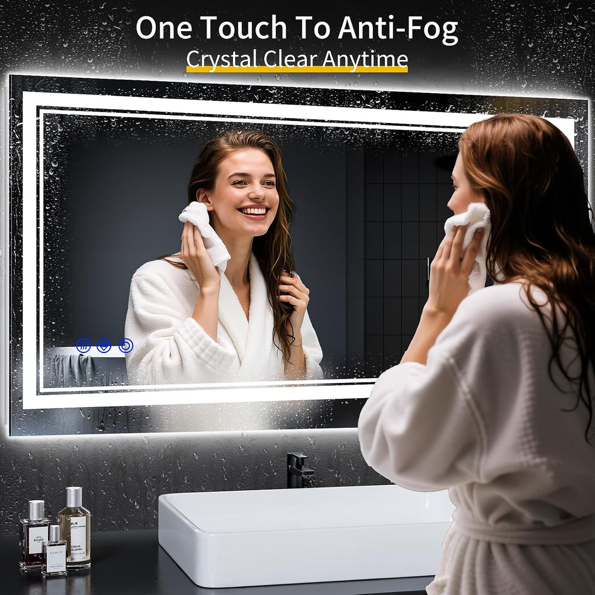 30"x22" LED Bathroom Mirror with Lights,Anti-Fog,3 Color Modes - Colors A