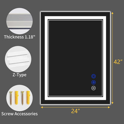 30"x22" LED Bathroom Mirror with Lights,Anti-Fog,3 Color Modes - Colors A