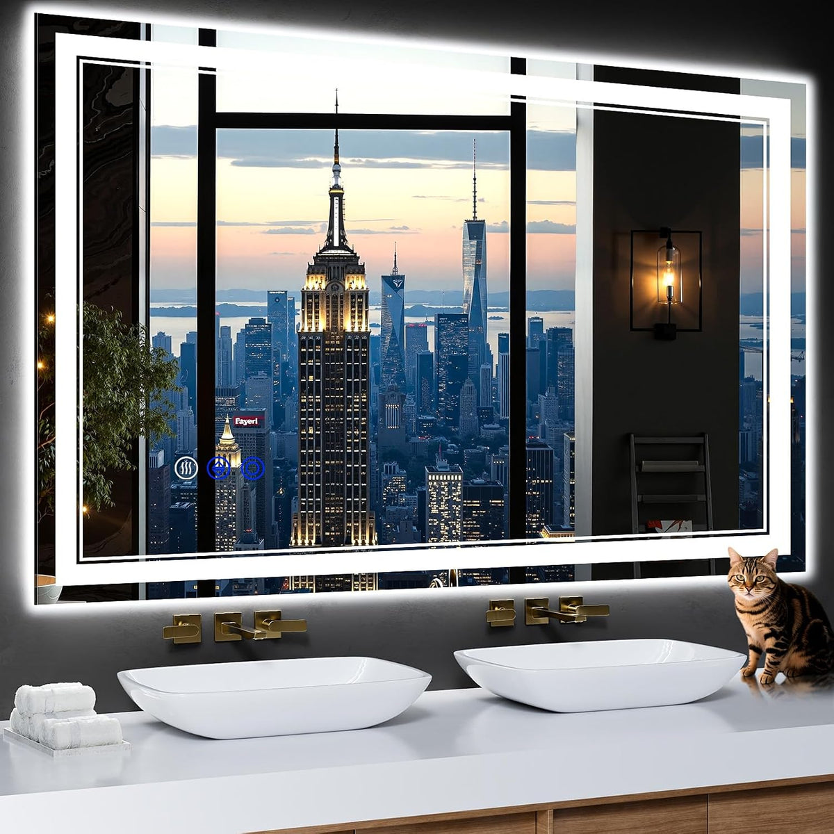 30"x22" LED Bathroom Mirror with Lights,Anti-Fog,3 Color Modes - Colors A