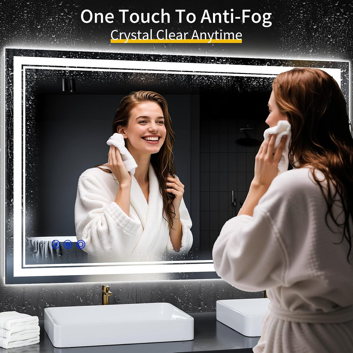 30"x22" LED Bathroom Mirror with Lights,Anti-Fog,3 Color Modes - Colors A
