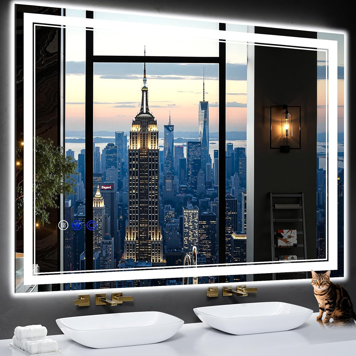30"x22" LED Bathroom Mirror with Lights,Anti-Fog,3 Color Modes - Colors A