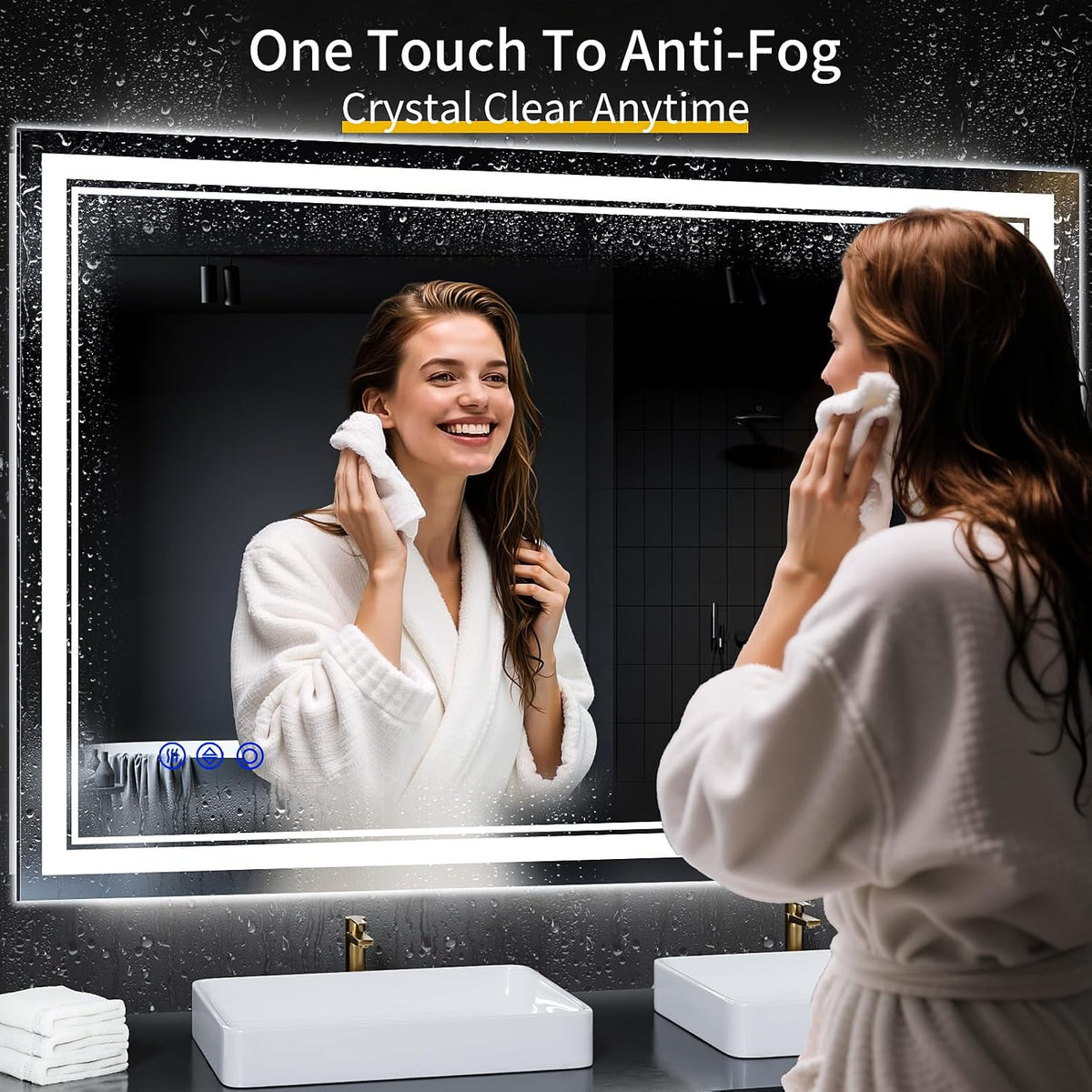 30"x22" LED Bathroom Mirror with Lights,Anti-Fog,3 Color Modes - Colors A