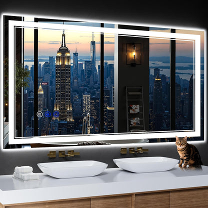30"x22" LED Bathroom Mirror with Lights,Anti-Fog,3 Color Modes - Colors A