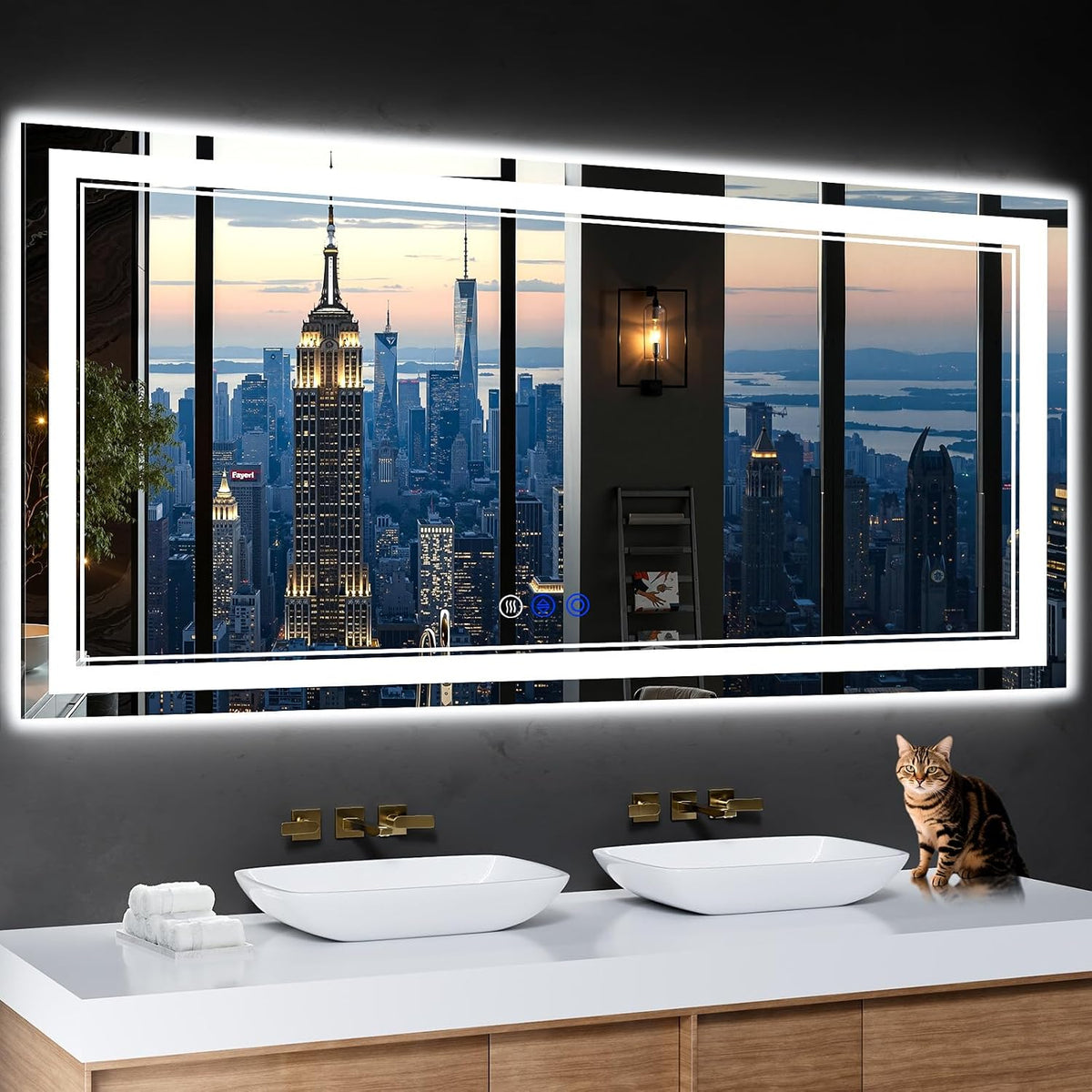 30"x22" LED Bathroom Mirror with Lights,Anti-Fog,3 Color Modes - Colors A