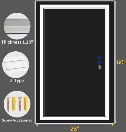 30"x22" LED Bathroom Mirror with Lights,Anti-Fog,3 Color Modes - Colors A