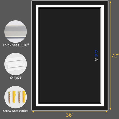 30"x22" LED Bathroom Mirror with Lights,Anti-Fog,3 Color Modes - Colors A