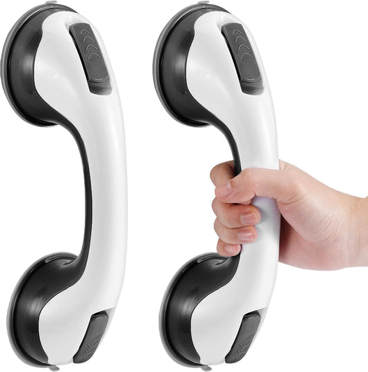 KVANT Grab Bars for Shower, 12 Inch Shower Handle for Seniors, 2 Pack Gray